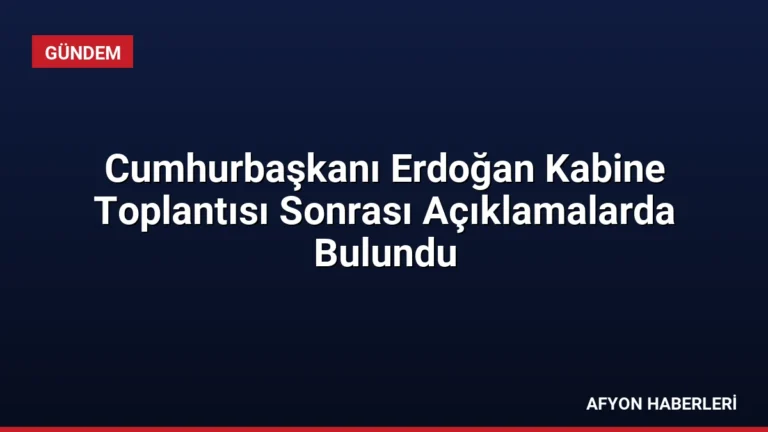 Cumhurbaşkanı Erdoğan Kabine Toplantısı Sonrası Açıklamalarda Bulundu
