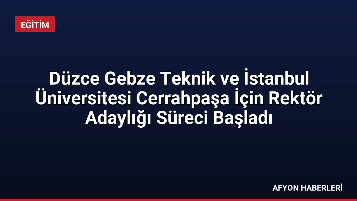 Düzce Gebze Teknik ve İstanbul Üniversitesi Cerrahpaşa İçin Rektör Adaylığı Süreci Başladı