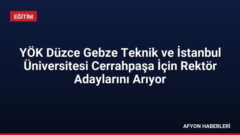 YÖK Düzce Gebze Teknik ve İstanbul Üniversitesi Cerrahpaşa İçin Rektör Adaylarını Arıyor