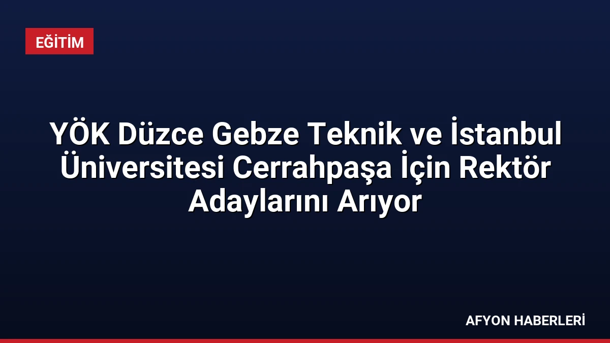 YÖK Düzce Gebze Teknik ve İstanbul Üniversitesi Cerrahpaşa İçin Rektör Adaylarını Arıyor