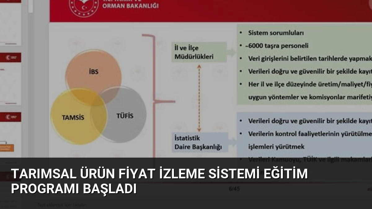 Tarımsal Ürün Fiyat İzleme Sistemi Eğitim Programı Başladı