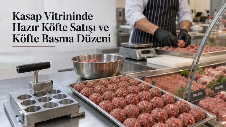 Kasap Vitrininde Hazır Köfte Satışı ve Köfte Basma Düzeni