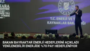 Bakan Bayraktar Enerji Hedeflerini Açıkladı Yenilenebilir Enerjide %70 Pay Hedefleniyor