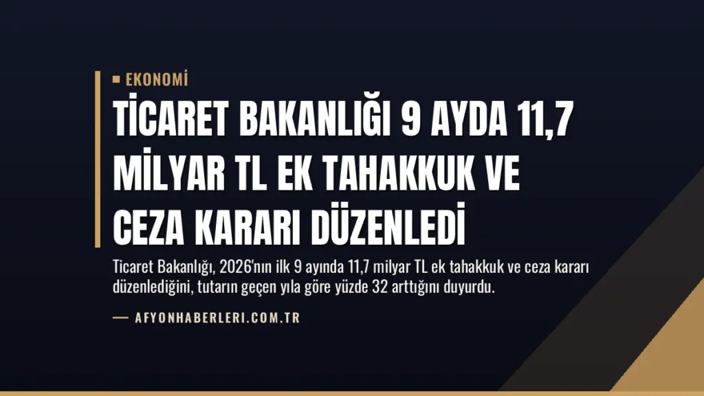 Ticaret Bakanlığı 9 Ayda 11,7 Milyar TL Ek Tahakkuk ve Ceza Kararı Düzenledi